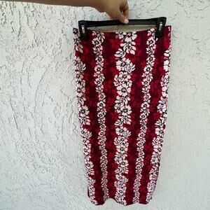 Vintage red hibiscus hawaiian skirt
